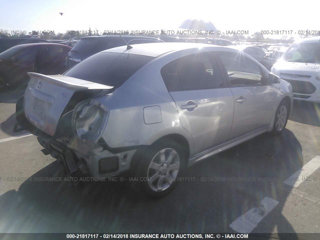 3N1AB6AP2CL672021 - 2012 NISSAN SENTRA 2.0/2.0S/SR/2.0SL SILVER photo 4