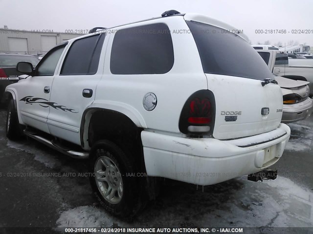 1D4HS48NX3F500787 - 2003 DODGE DURANGO SLT WHITE photo 3