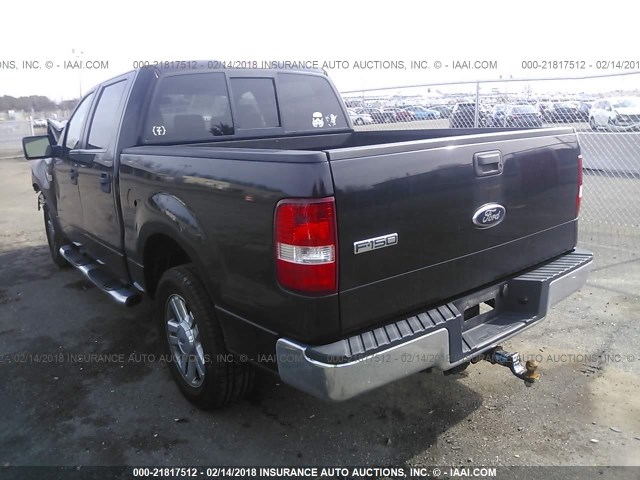 1FTRW12W98KE95294 - 2008 FORD F150 SUPERCREW BLACK photo 3