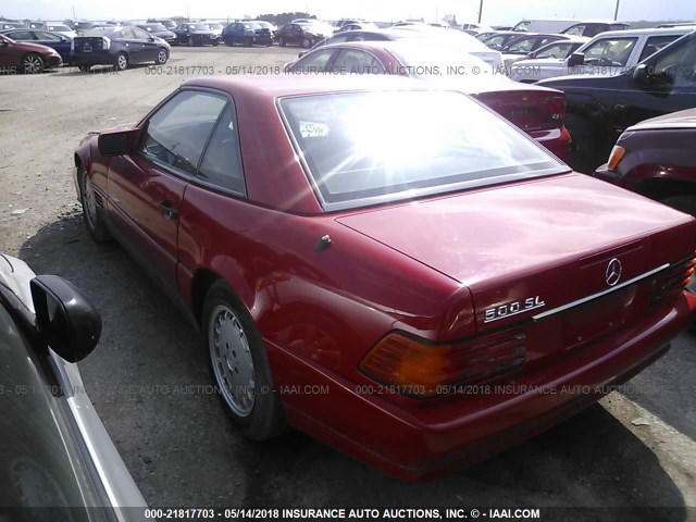 WDBFA66E6LF009539 - 1990 MERCEDES-BENZ 500 SL RED photo 3