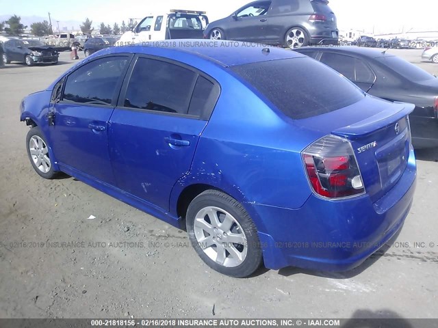 3N1AB6APXCL728447 - 2012 NISSAN SENTRA 2.0/2.0S/SR/2.0SL BLUE photo 3