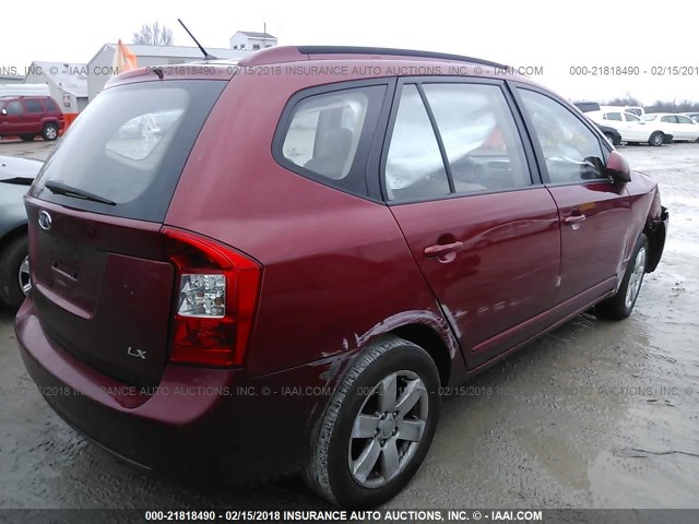 KNAFG525X77030343 - 2007 KIA RONDO LX/EX MAROON photo 4