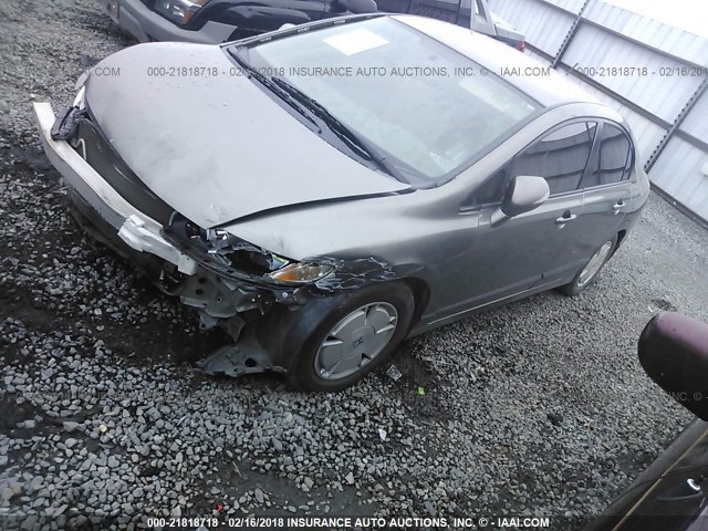 JHMFA36268S002853 - 2008 HONDA CIVIC HYBRID GRAY photo 2