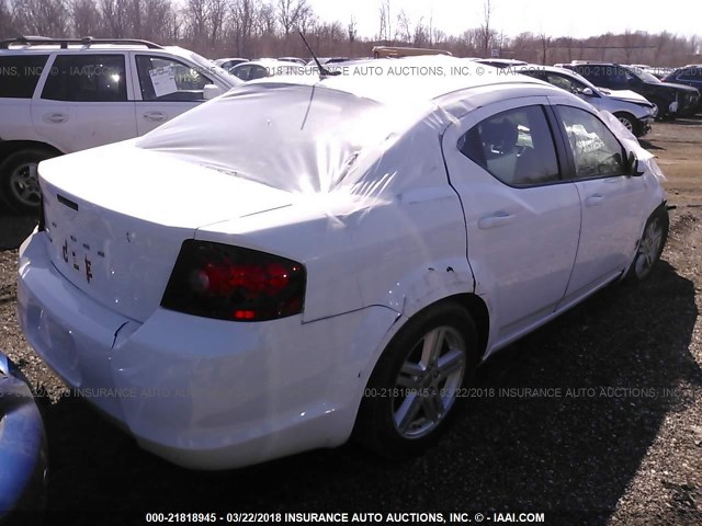 1C3CDZCB9CN182635 - 2012 DODGE AVENGER SXT WHITE photo 4