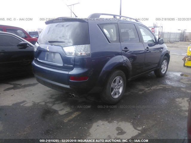 JA4MT31X47Z012268 - 2007 MITSUBISHI OUTLANDER LS BLUE photo 4