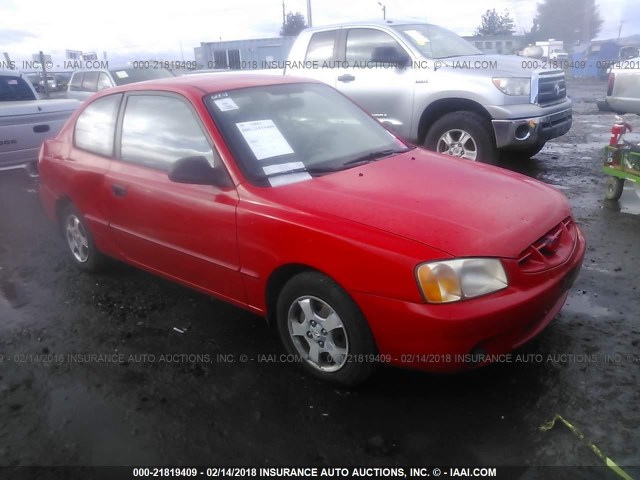 KMHCG35C82U186052 - 2002 HYUNDAI ACCENT GS RED photo 1