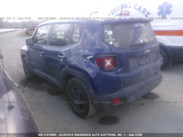 ZACCJAAT7GPC76429 - 2016 JEEP RENEGADE SPORT Մուգ կապույտ լուսանկար 3