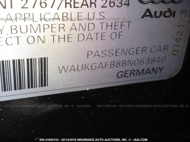 WAUKGAFB8BN063840 - 2011 AUDI A6 PRESTIGE Qara foto 9