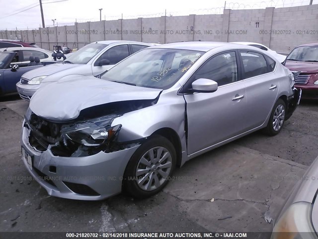 3N1AB7AP6GY257556 - 2016 NISSAN SENTRA S/SV/SR/SL SILVER photo 2