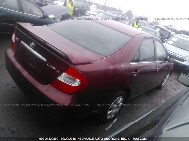 4T1BE32K53U178621 - 2003 TOYOTA CAMRY LE/XLE/SE RED photo 4