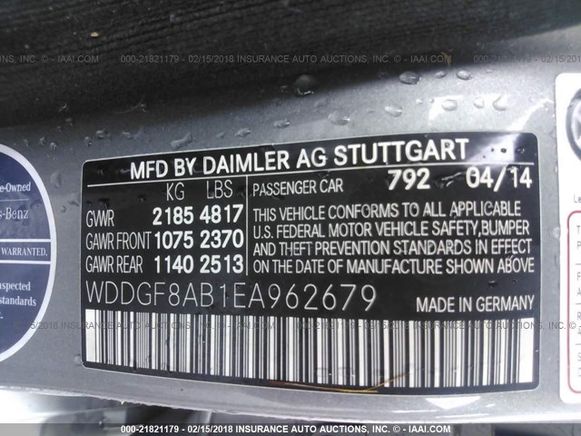 WDDGF8AB1EA962679 - 2014 MERCEDES-BENZ C 300 4MATIC SILVER photo 9