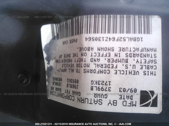 1G8AL52F64Z130564 - 2004 SATURN ION LEVEL 3 SILVER photo 9