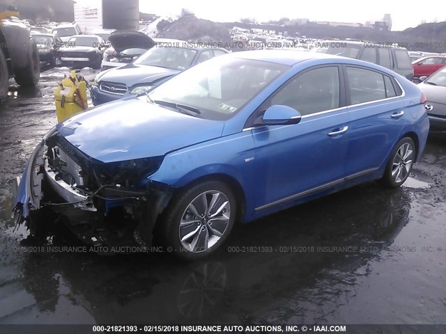 KMHC05LC0HU030468 - 2017 HYUNDAI IONIQ HEV BLUE photo 2