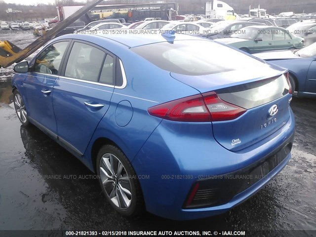 KMHC05LC0HU030468 - 2017 HYUNDAI IONIQ HEV BLUE photo 3