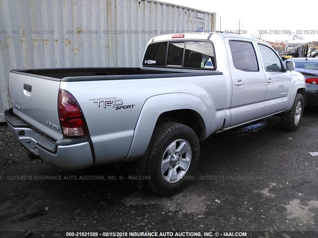 5TEMU52N36Z259442 - 2006 TOYOTA TACOMA DOUBLE CAB LONG BED SILVER photo 4