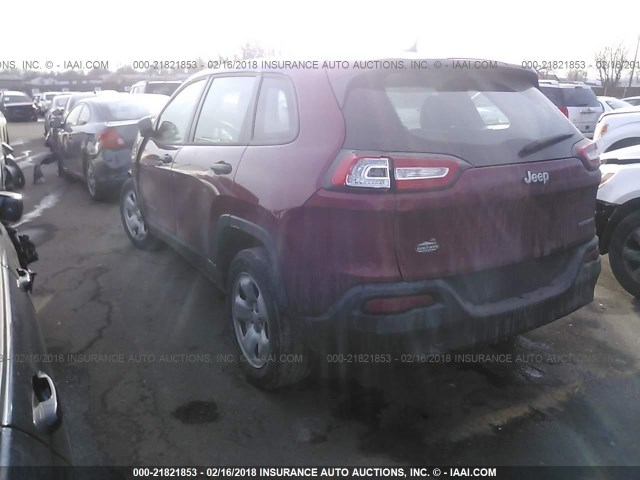 1C4PJLAB2GW113839 - 2016 JEEP CHEROKEE SPORT RED photo 3