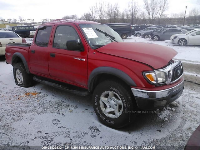 5TEHN72N81Z830085 - 2001 TOYOTA TACOMA DOUBLE CAB RED photo 1