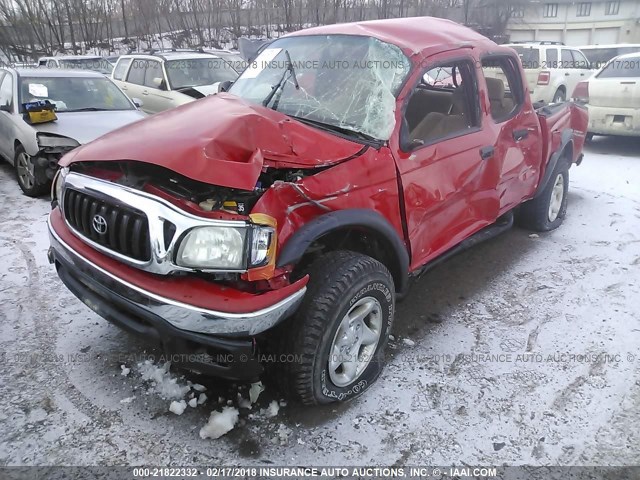 5TEHN72N81Z830085 - 2001 TOYOTA TACOMA DOUBLE CAB RED photo 2