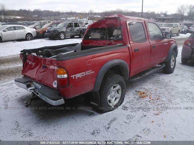 5TEHN72N81Z830085 - 2001 TOYOTA TACOMA DOUBLE CAB RED photo 4