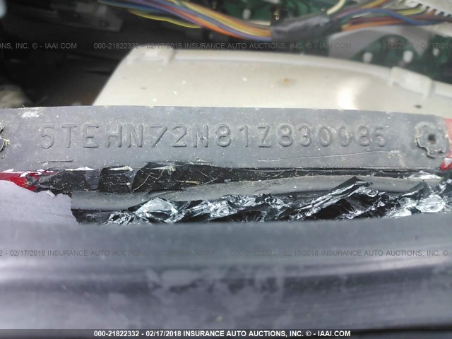 5TEHN72N81Z830085 - 2001 TOYOTA TACOMA DOUBLE CAB წითელი ფოტო 9