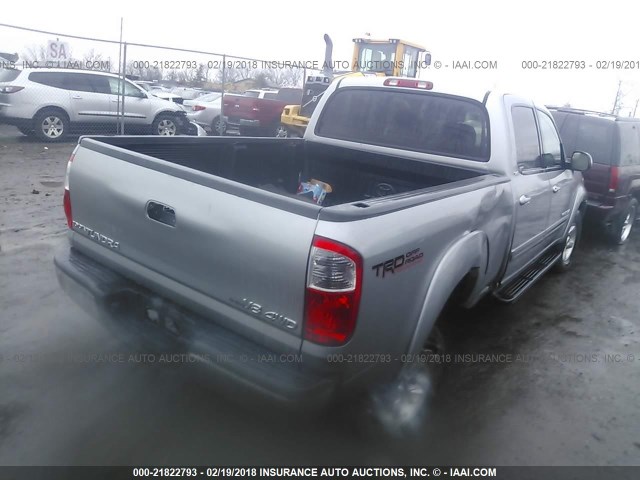 5TBDT44196S539749 - 2006 TOYOTA TUNDRA DOUBLE CAB SR5 SILVER photo 4