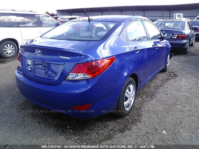 KMHCT4AEXDU541959 - 2013 HYUNDAI ACCENT GLS/GS BLUE photo 4