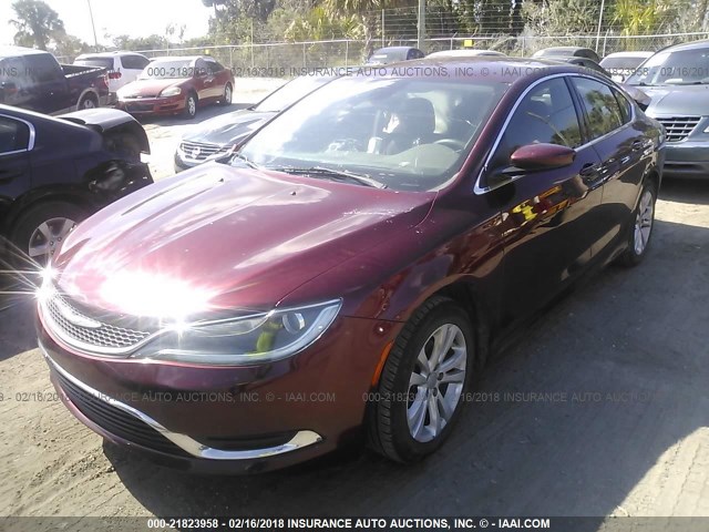 1C3CCCAB9FN669275 - 2015 CHRYSLER 200 LIMITED MAROON photo 2