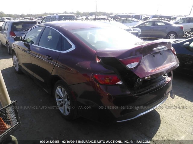 1C3CCCAB9FN669275 - 2015 CHRYSLER 200 LIMITED MAROON photo 3