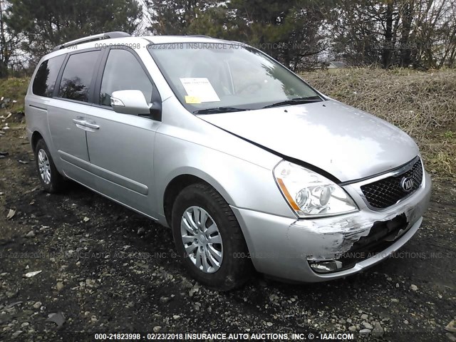 KNDMG4C78E6554632 - 2014 KIA SEDONA LX SILVER photo 1