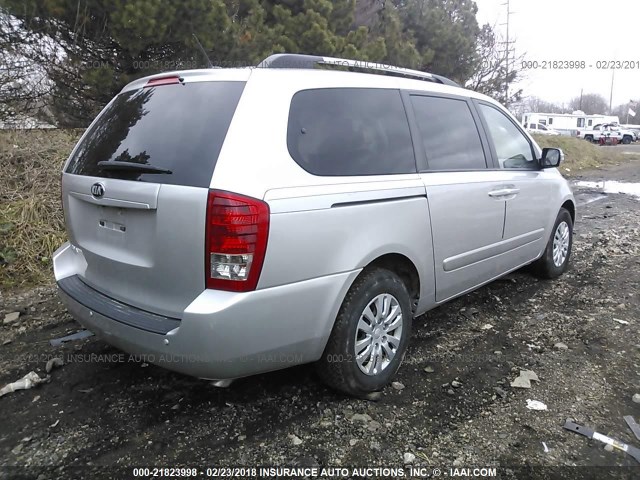 KNDMG4C78E6554632 - 2014 KIA SEDONA LX SILVER photo 4