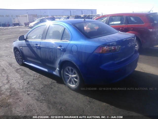 JA32U2FU8BU002284 - 2011 MITSUBISHI LANCER ES/ES SPORT BLUE photo 3