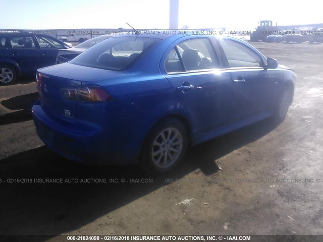 JA32U2FU8BU002284 - 2011 MITSUBISHI LANCER ES/ES SPORT BLUE photo 4