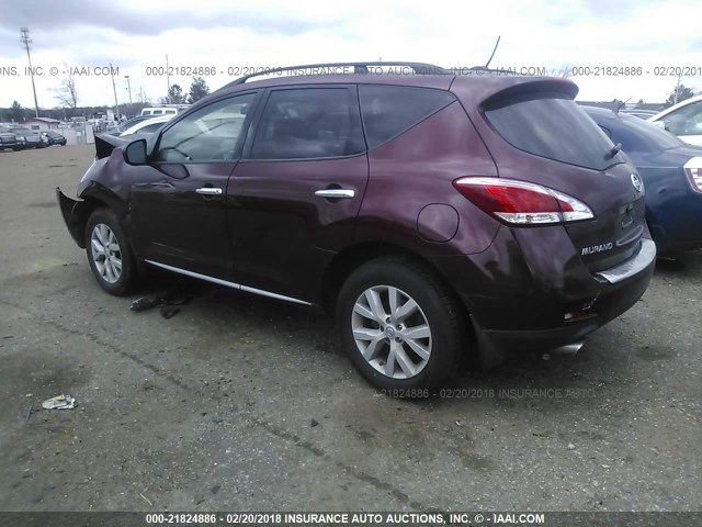 JN8AZ1MU9BW061185 - 2011 NISSAN MURANO S/SL/LE MAROON photo 3