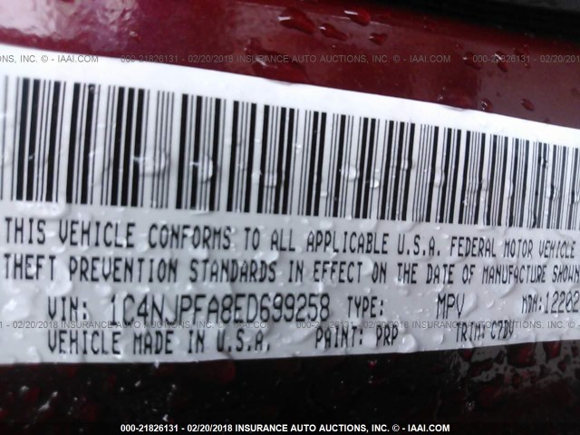 1C4NJPFA8ED699258 - 2014 JEEP PATRIOT LATITUDE RED photo 9