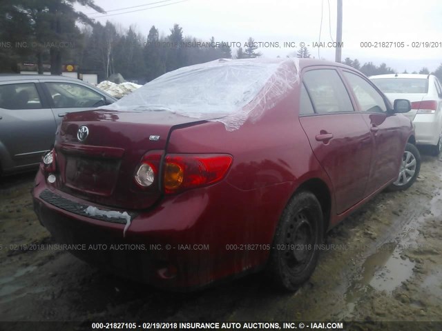 JTDBL40E599070881 - 2009 TOYOTA COROLLA LE/XLE RED photo 4