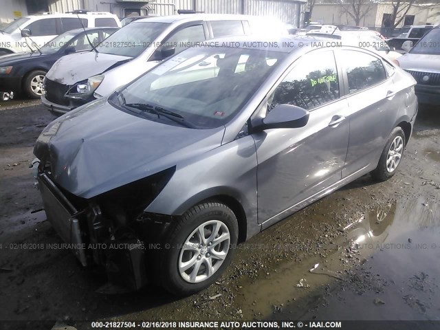 KMHCT4AE5EU637886 - 2014 HYUNDAI ACCENT GLS/GS GRAY photo 2