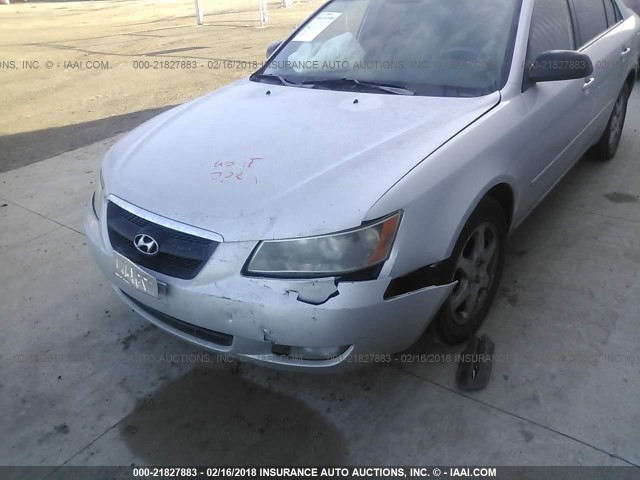 5NPEU46F26H015219 - 2006 HYUNDAI SONATA GLS/LX SILVER photo 6