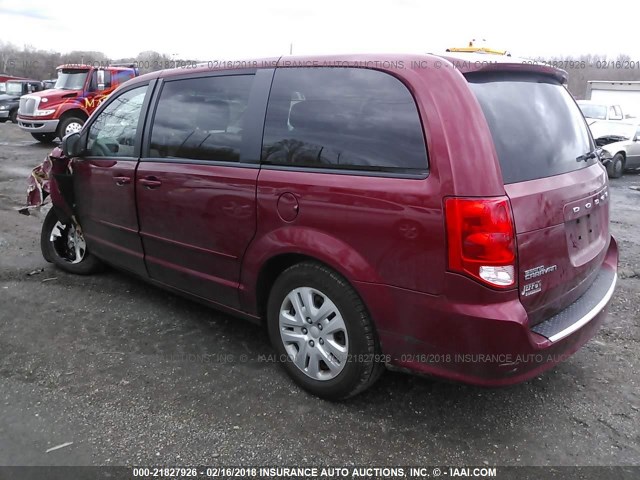 2C4RDGBGXGR250778 - 2016 DODGE GRAND CARAVAN SE RED photo 3