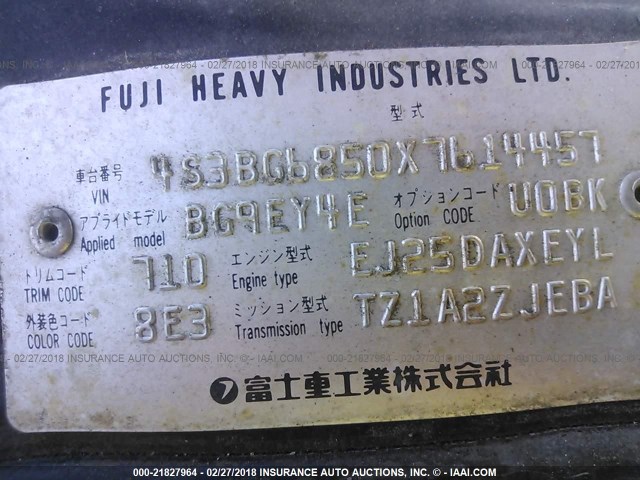 4S3BG6850X7614457 - 1999 SUBARU LEGACY OUTBACK/SSV/LIMITED/30TH BLACK photo 9