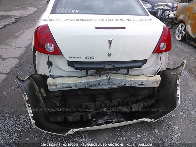 1G2ZG57B684219335 - 2008 PONTIAC G6 SE WHITE photo 6