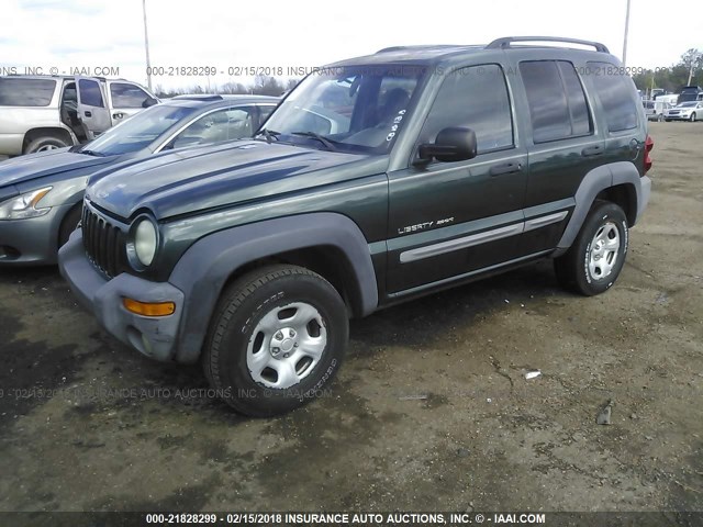 1J4GK48KX2W206801 - 2002 JEEP LIBERTY SPORT GREEN photo 2