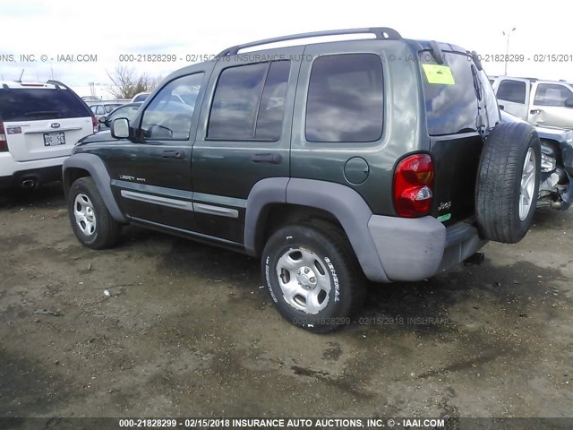 1J4GK48KX2W206801 - 2002 JEEP LIBERTY SPORT 绿色 照片 3