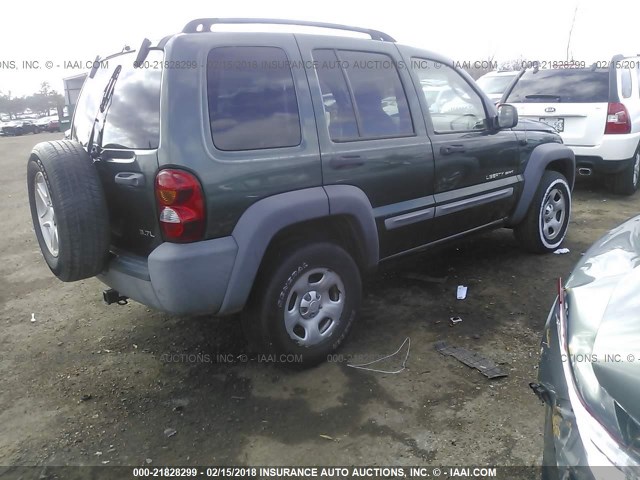 1J4GK48KX2W206801 - 2002 JEEP LIBERTY SPORT 绿色 照片 4