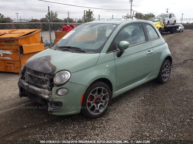 3C3CFFBR8CT188952 - 2012 FIAT 500 SPORT GREEN photo 2