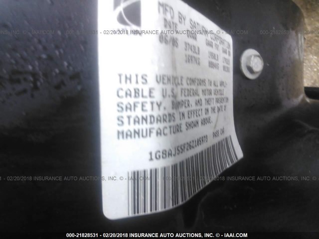 1G8AJ55F26Z105973 - 2006 SATURN ION LEVEL 2 BLUE photo 9