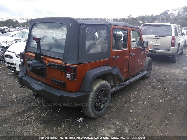 1J4BA3H10AL216042 - 2010 JEEP WRANGLER UNLIMITE SPORT ORANGE photo 4