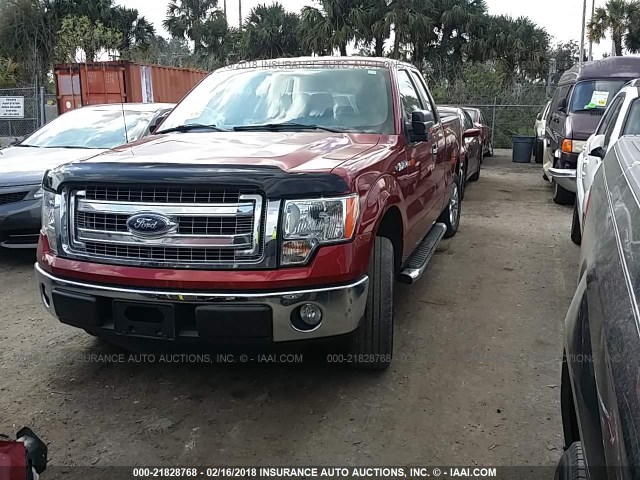 1FTFX1CF9DKE19602 - 2013 FORD F150 SUPER CAB RED photo 2