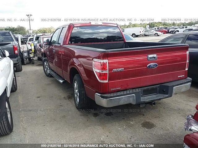 1FTFX1CF9DKE19602 - 2013 FORD F150 SUPER CAB RED photo 3