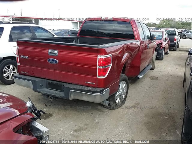 1FTFX1CF9DKE19602 - 2013 FORD F150 SUPER CAB RED photo 4