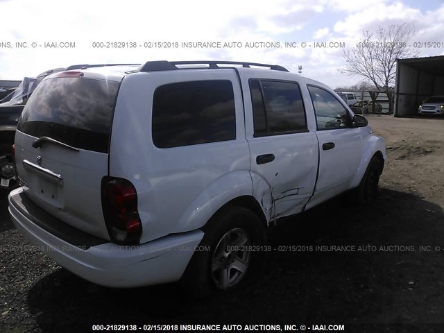 1D4HD48N15F564181 - 2005 DODGE DURANGO SLT WHITE photo 4